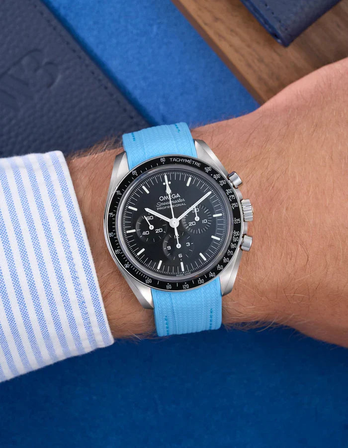 Premium Curved Rubber Strap - Capri Blue