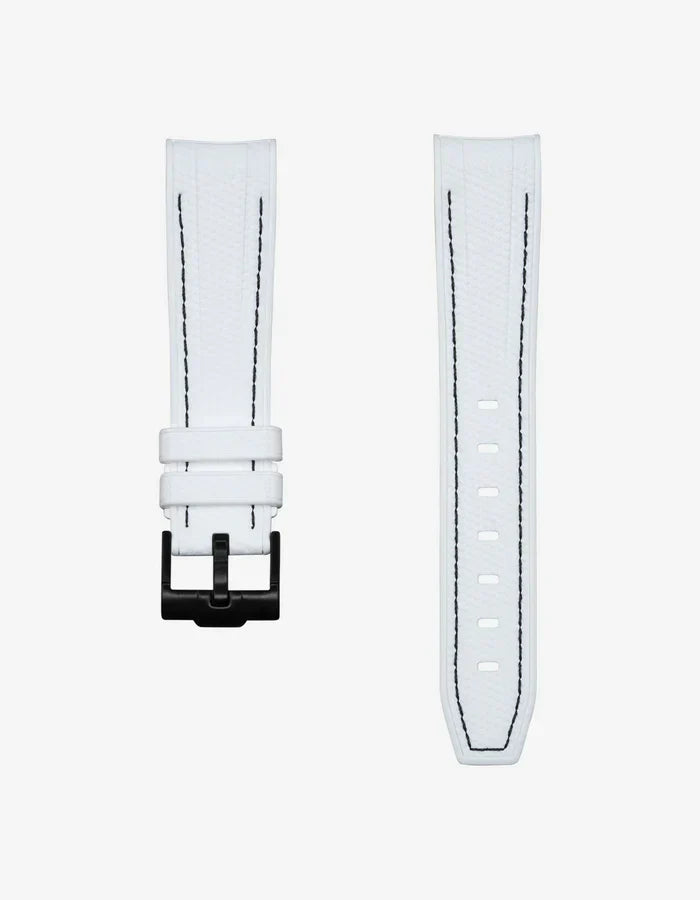 Premium Curved Rubber Strap - White and Black Dots