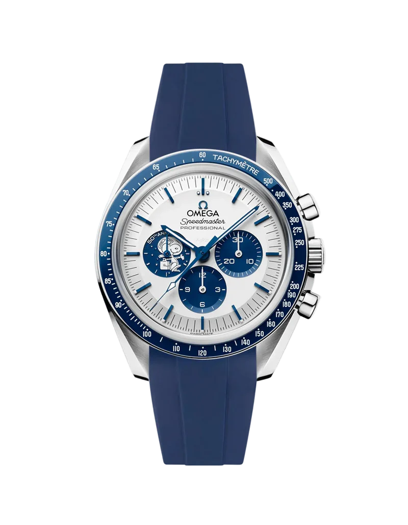 Speedmaster Anniversary Series “Silver Snoopy Award” - (Pulseira de Borracha Azul)
