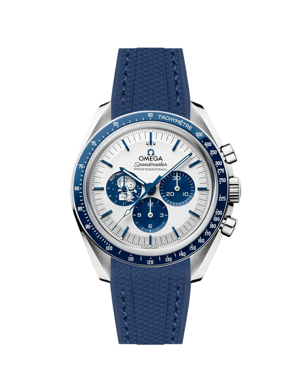 Speedmaster Anniversary Series “Silver Snoopy Award” - (Pulseira de Borracha Azul)