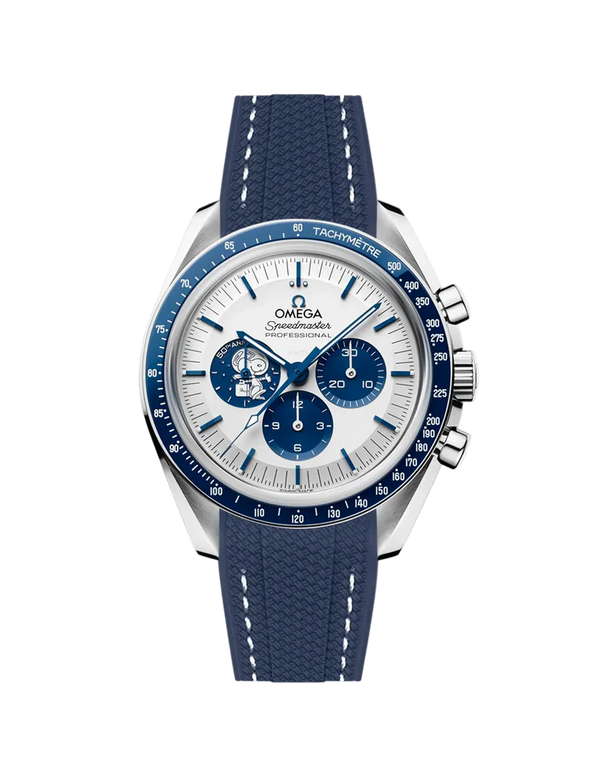 Speedmaster Anniversary Series “Silver Snoopy Award” - (Pulseira de Borracha Azul)